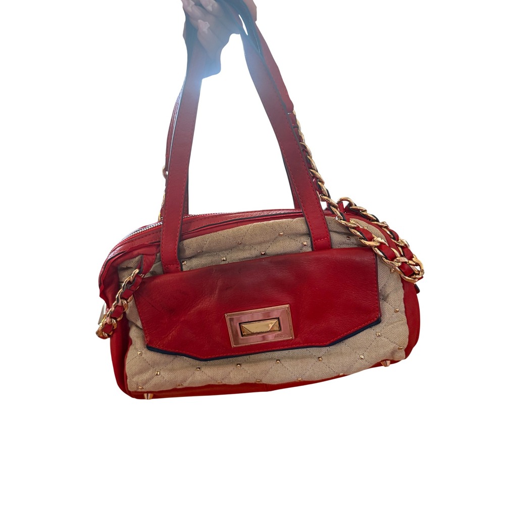 Vintage Y2K 2000s Juicy Couture Red Quilted & Studded Satchel Crossbody Bag - Picture 2 of 7